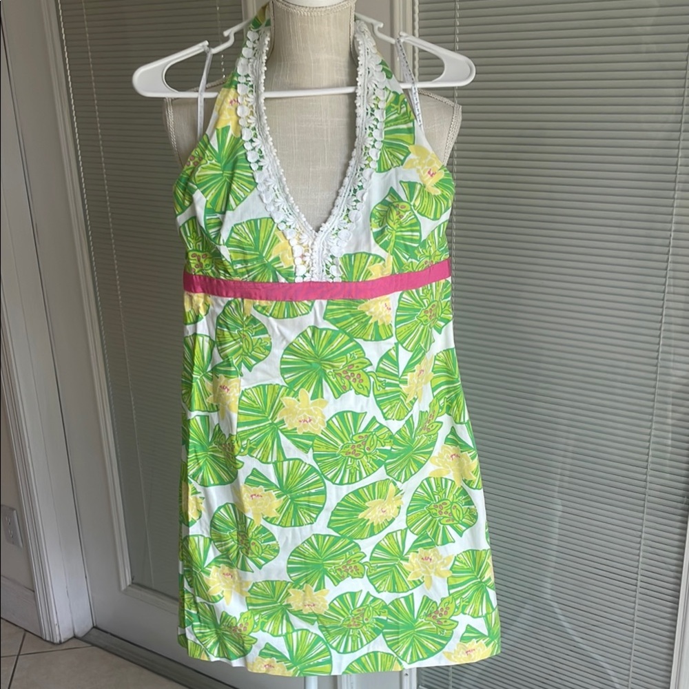Lilly Pulitzer Cocoa Hip Hop tropical halter dress size 6 ❤️